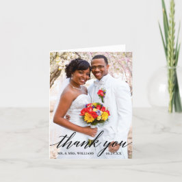 Cartão De Agradecimento Nota Fotográfica de Casamento Elegante Moderno