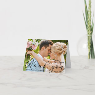 Cartão De Agradecimento Nota Fotográfica de Casamento Elegante Moderno