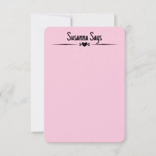Cartão De Agradecimento Nota Personalizada de Script Moderno de Cor Rosa D