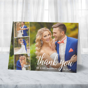 Cartão De Agradecimento Nota sobre Colagem Fotográfica de Casamento de Cal