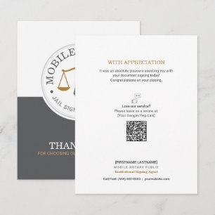 Cartão De Agradecimento Notário Móvel Personalizado Assinatura Legal QR Ci