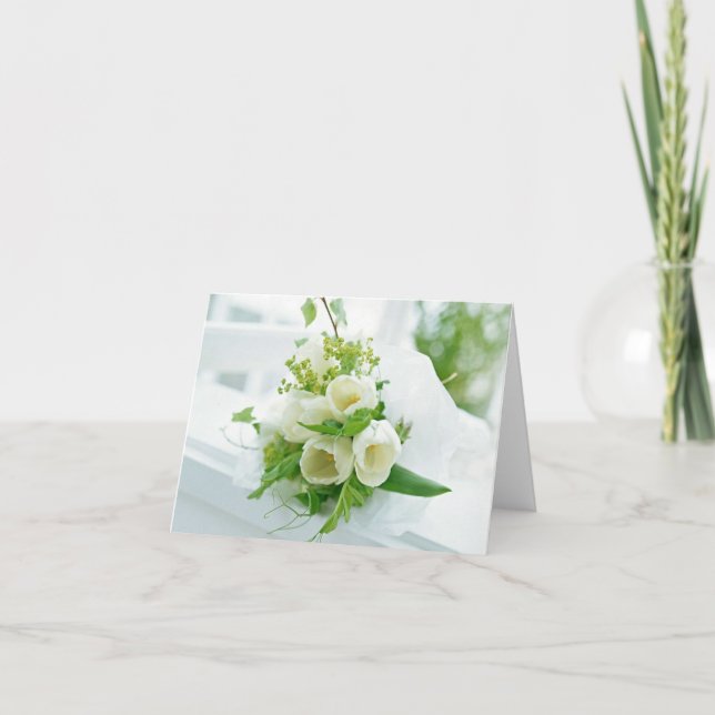 Cartão De Agradecimento Note Cards with Beautiful White Roses (Frente)