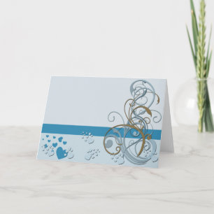 Cartão De Agradecimento Notecard azul e bronze personalizável
