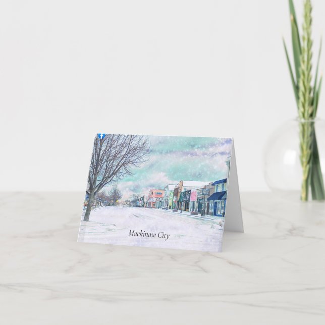 Cartão De Agradecimento Notecard CIty Mackinaw (Frente)