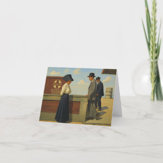 Cartão De Agradecimento Notecard com imagem Vintage de uma estação de comb