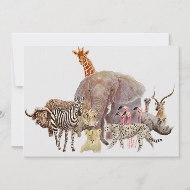 Cartão De Agradecimento Notecard de Animais Safari Quênia (Frente)