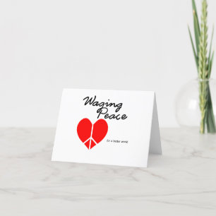 Cartão De Agradecimento Notecard do Coração da Paz de Waging