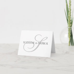 Cartão De Agradecimento Notecard do Script S Monograma (Prata / Preto)