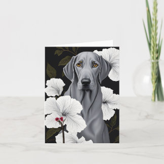 Cartão De Agradecimento Notecard dobrado de Weimaraner tropical