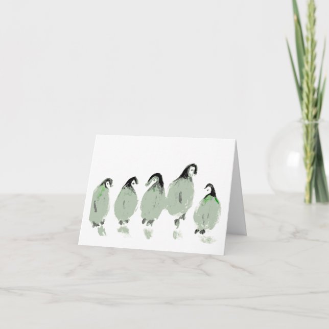 Cartão De Agradecimento Notecards Penguins (Frente)