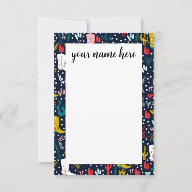 Cartão De Agradecimento Notecards personalizados de moça ocidental (Frente)