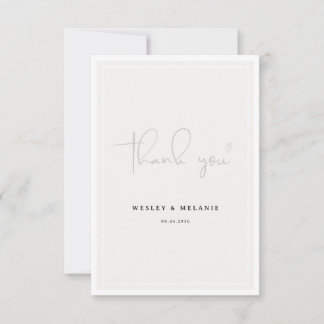 Cartão De Agradecimento Nothing Fancy Just Love Beige Elegant Wedding