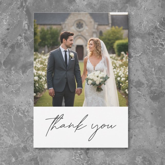 Cartão De Agradecimento Nothing Fancy Just Love Minimalist Photo Wedding (Nothing Fancy Just Love Minimalist Photo Wedding Thank You Card)
