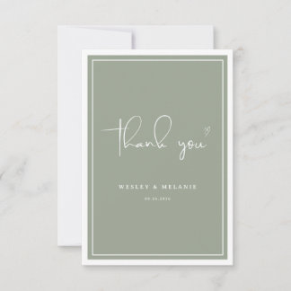 Cartão De Agradecimento Nothing Fancy Just Love Sage Green Elegant Wedding