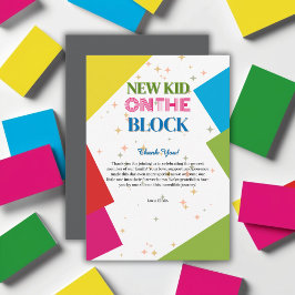 Cartão De Agradecimento Nova Criança no Bloco Chá de Bebê Colorido