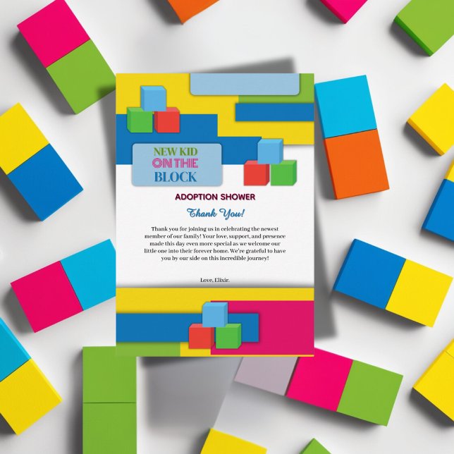 Cartão De Agradecimento Nova Criança No Bloco Chá de Bebê de Adoção e Acol (Criador carregado)