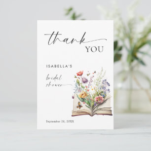 Cartão De Agradecimento Novo Capítulo Começa Livro Floral Chá de Noiva