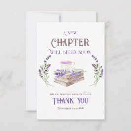 Cartão De Agradecimento Novo Capítulo Começa Logo Livros de Lavanda Chá de