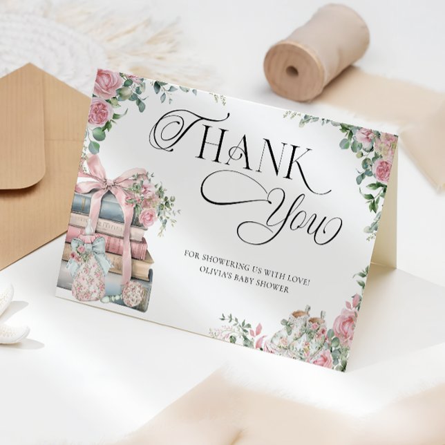 Cartão De Agradecimento Novo Capítulo Storybook Girl Chá de fraldas Obriga (Criador carregado)