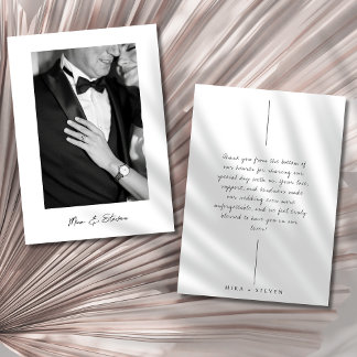 Cartão De Agradecimento Novo casamento de fotos preto e branco