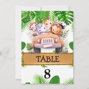 Cartão De Agradecimento Número da Mesa de Aniversário Safari Selvagem JUNG