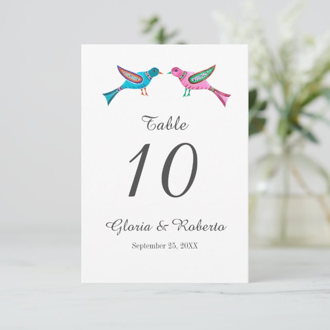 Cartão De Agradecimento Numero da Tabela de Casamentos Mexicanos de Aves A (Em pé/Frente)