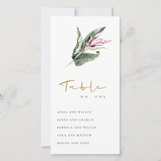 Cartão De Agradecimento Número da Tabela de Placas Sentadas Florais Rosa T (Frente)