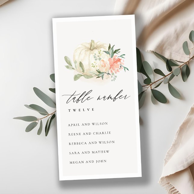 Cartão De Agradecimento Número da Tabela do Gráfico de Pumpkin Floral (Criador carregado)