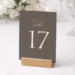Cartão De Agradecimento Número de Mesa de Casamento Elegante Bege