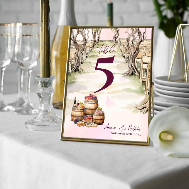 Cartão De Agradecimento Número de Tabela de Casamento de Máquinas de Vinho (Rustic Grapevine Winery Wedding Table Number)