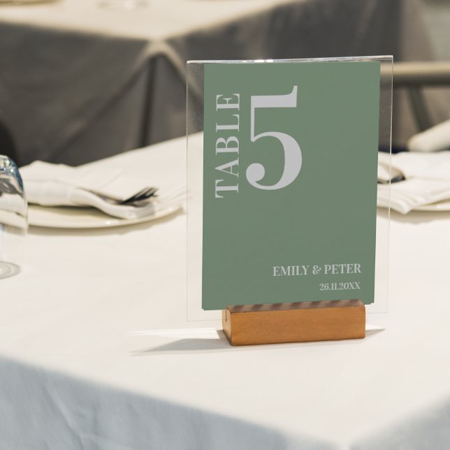 Cartão De Agradecimento Número de Tabela Mínima Contemporânea de Sage WEDD (Criador carregado)