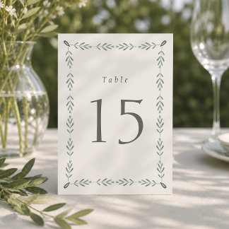 Cartão De Agradecimento Números de Mesa de Casamento Botânico Verde Salvia