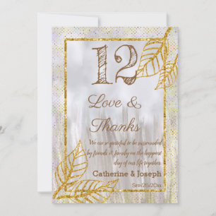 Cartão De Agradecimento Números de Tabela de Folhas de Castanha Dourada de