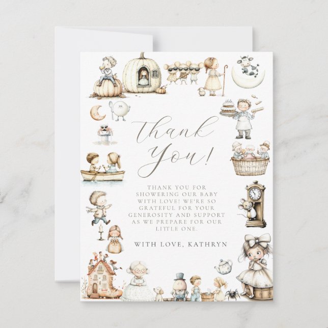 Cartão De Agradecimento Nursery Rhyme Chá de fraldas (Frente)