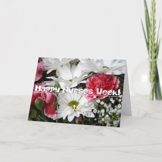 Cartão De Agradecimento Nurses Week!-Beautiful Flowers in Pink and White (Frente)