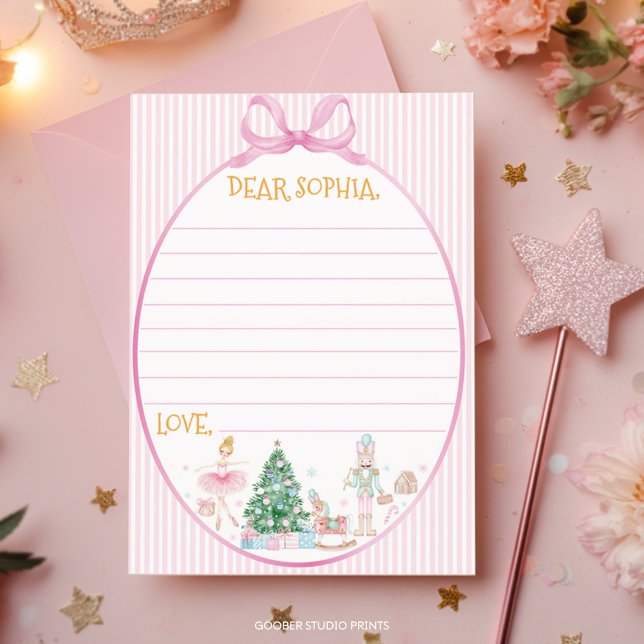Cartão De Agradecimento Nutcracker Pink Bow Birthday Time Capsule Card (Criador carregado)