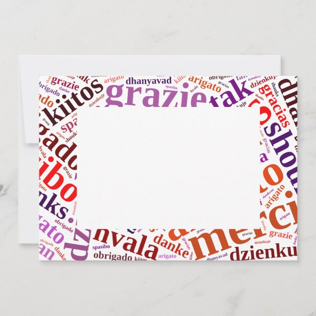 Cartão De Agradecimento nuvem de palavras de obrigados (Frente)