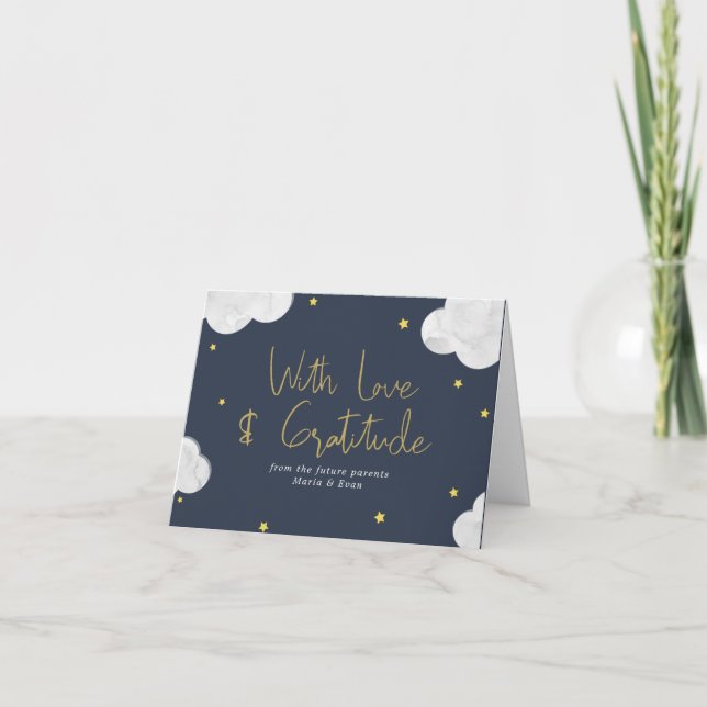 Cartão De Agradecimento Nuvens Azuis Escuras Garras Garoto Obrigado (Frente)