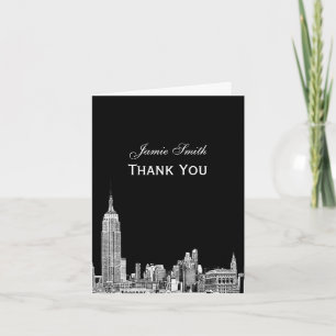 Cartão De Agradecimento NYC Skyline 01 Gravado Obrigado