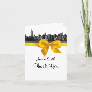 Cartão De Agradecimento NYC Wide Skyline Enchida BW Amarelo Obrigado #2