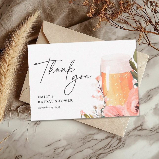 Cartão De Agradecimento O Amor Cervejeiro está Chegando Chá de Noiva (Criador carregado)