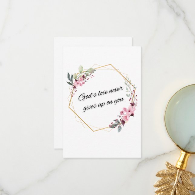Cartão De Agradecimento O amor de Deus nunca dá (Frente/Verso In Situ)