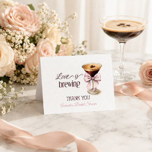 Cartão De Agradecimento O Amor Está Cozinhando Café com Laço Rosa Chá de N