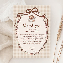 Cartão De Agradecimento O Amor Está Cozinhando Chá de Bebê de Café Gingham