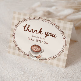 Cartão De Agradecimento O Amor Está Cozinhando Chá de Bebê de Café Gingham