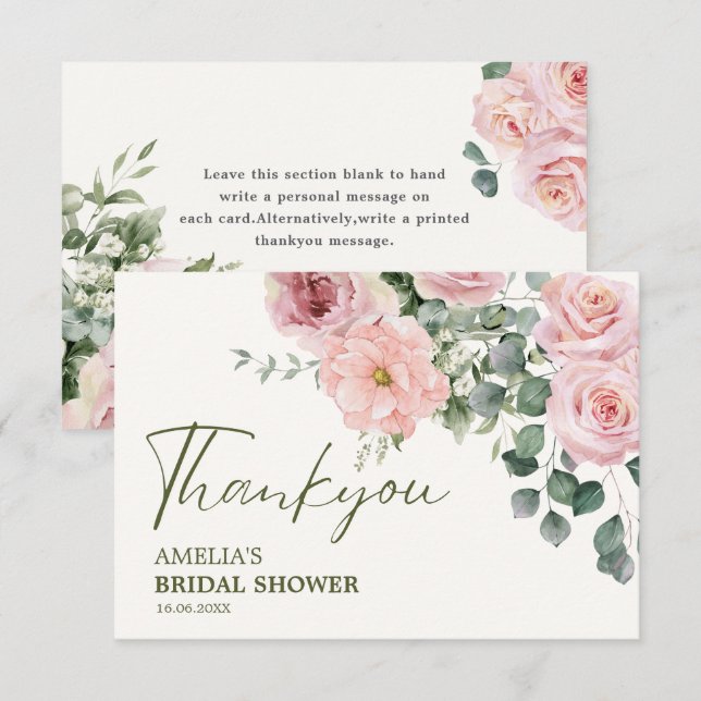 Cartão De Agradecimento O amor está florescendo aguarela Chuveiro de noiva (Frente/Verso)