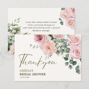 Cartão De Agradecimento O amor está florescendo aguarela Chuveiro de noiva