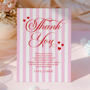 Cartão De Agradecimento O Amor Está No Ar Rosa Corações Vermelhos Chá de N