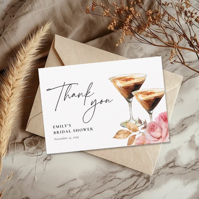 Cartão De Agradecimento O Amor Está Sendo Preparado Chá de Noiva Elegante (Criador carregado)