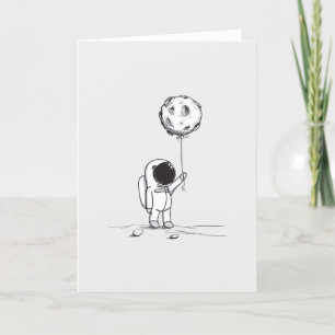 Cartão De Agradecimento O astronauta no espaço com cosmos do balão da lu